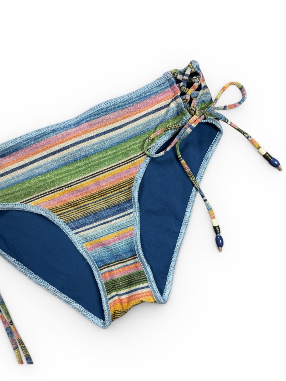 BECCA glitter Striped Tie Side Swim Bottom Medium